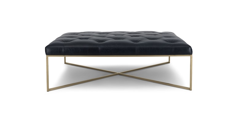 Charme Black Leather Ottoman Article, Square Leather Tufted Ottoman Coffee Table