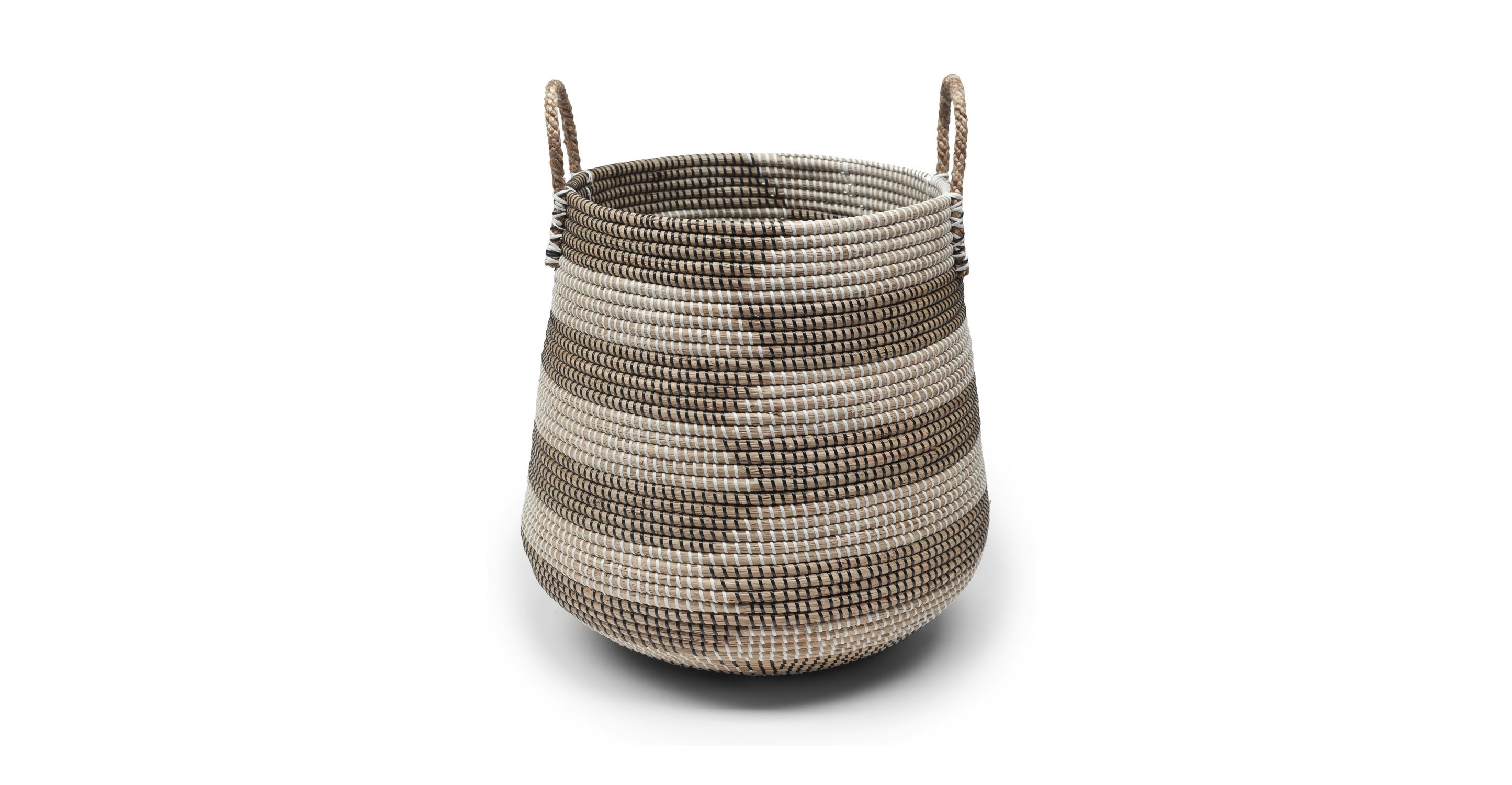 Helix Black White Herringbone Tall Basket Article
