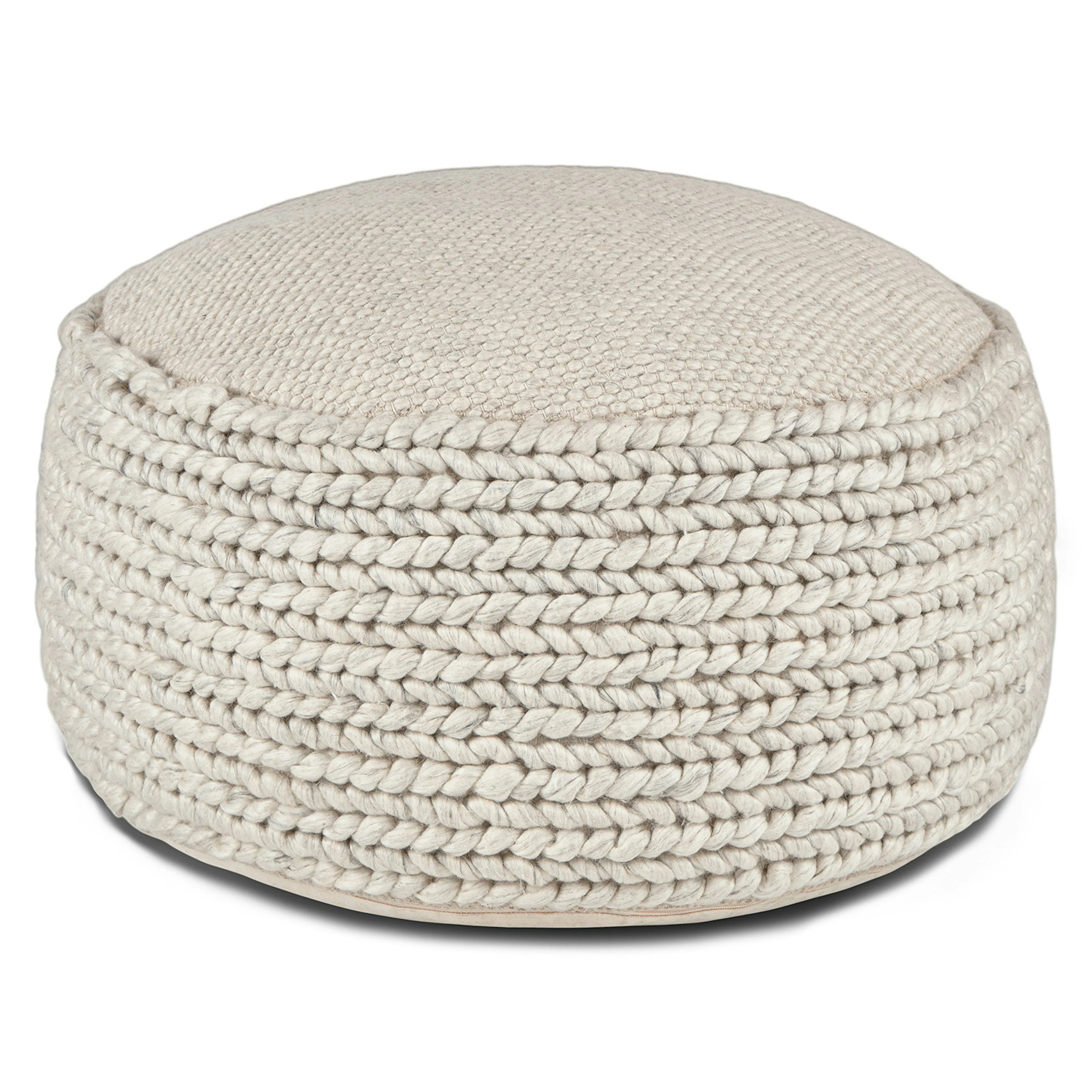 Hira 30" Pouf - Natural Ivory