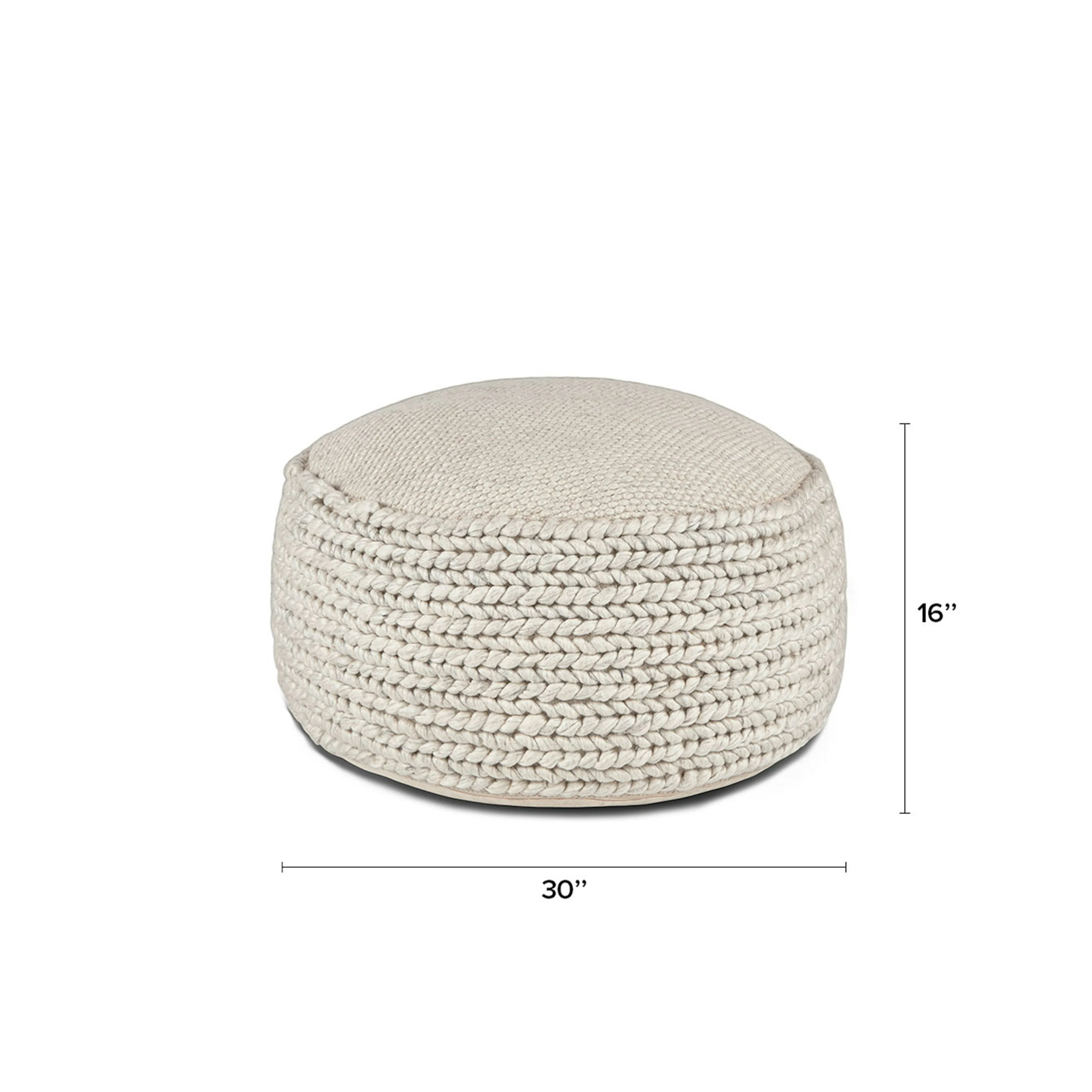 Hira 30" Pouf - Natural Ivory