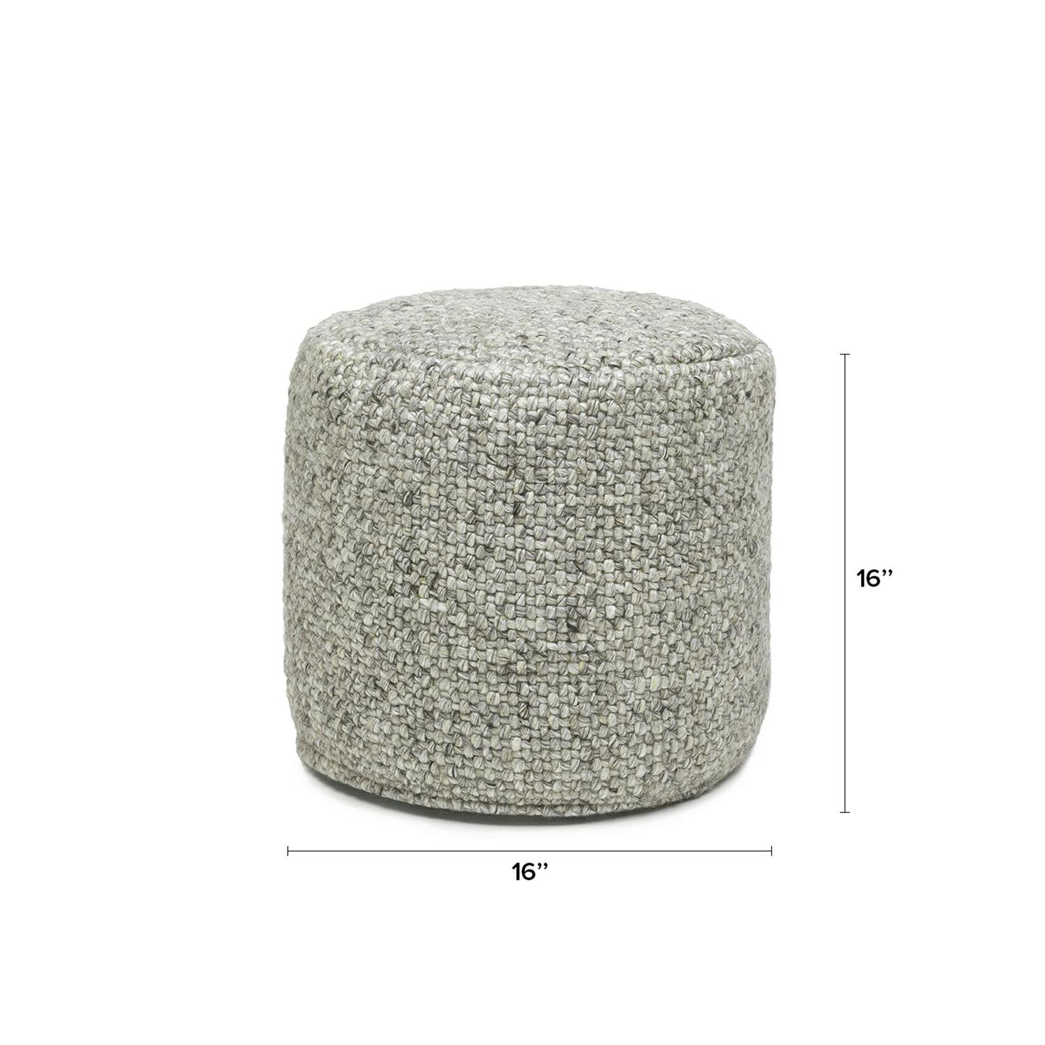 Round Fog Gray Handmade Fabric Pouf | Texa | Article