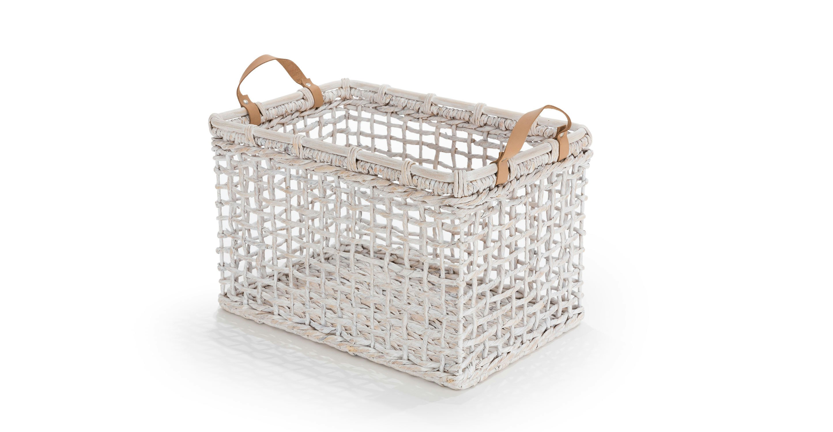 Grid White Rectangular Basket Article